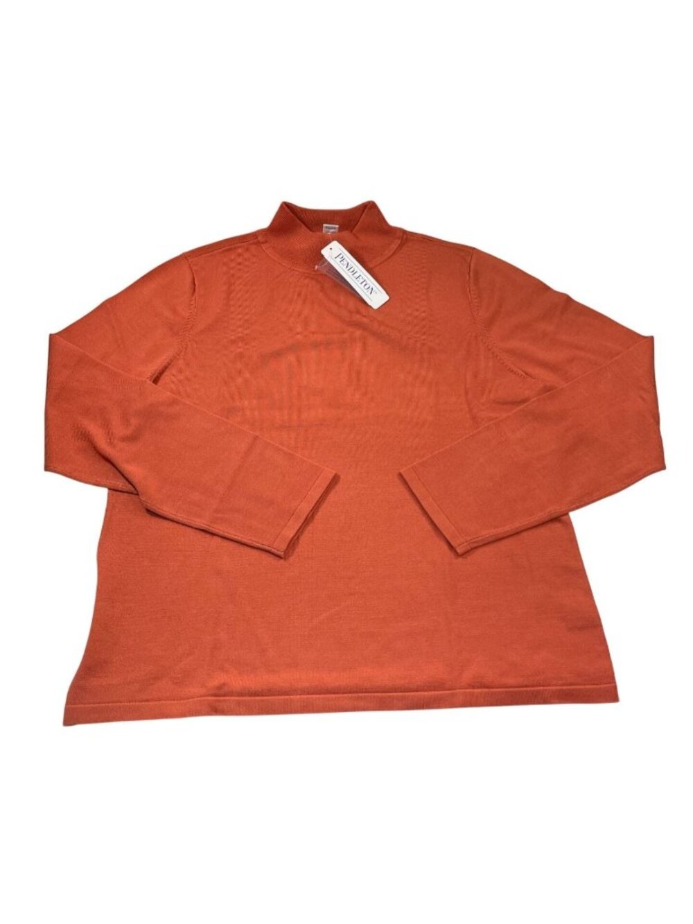 Pendleton Mock Neck Silk Blend Sweater PL Orange Vibrant Preppy Old Money Layers